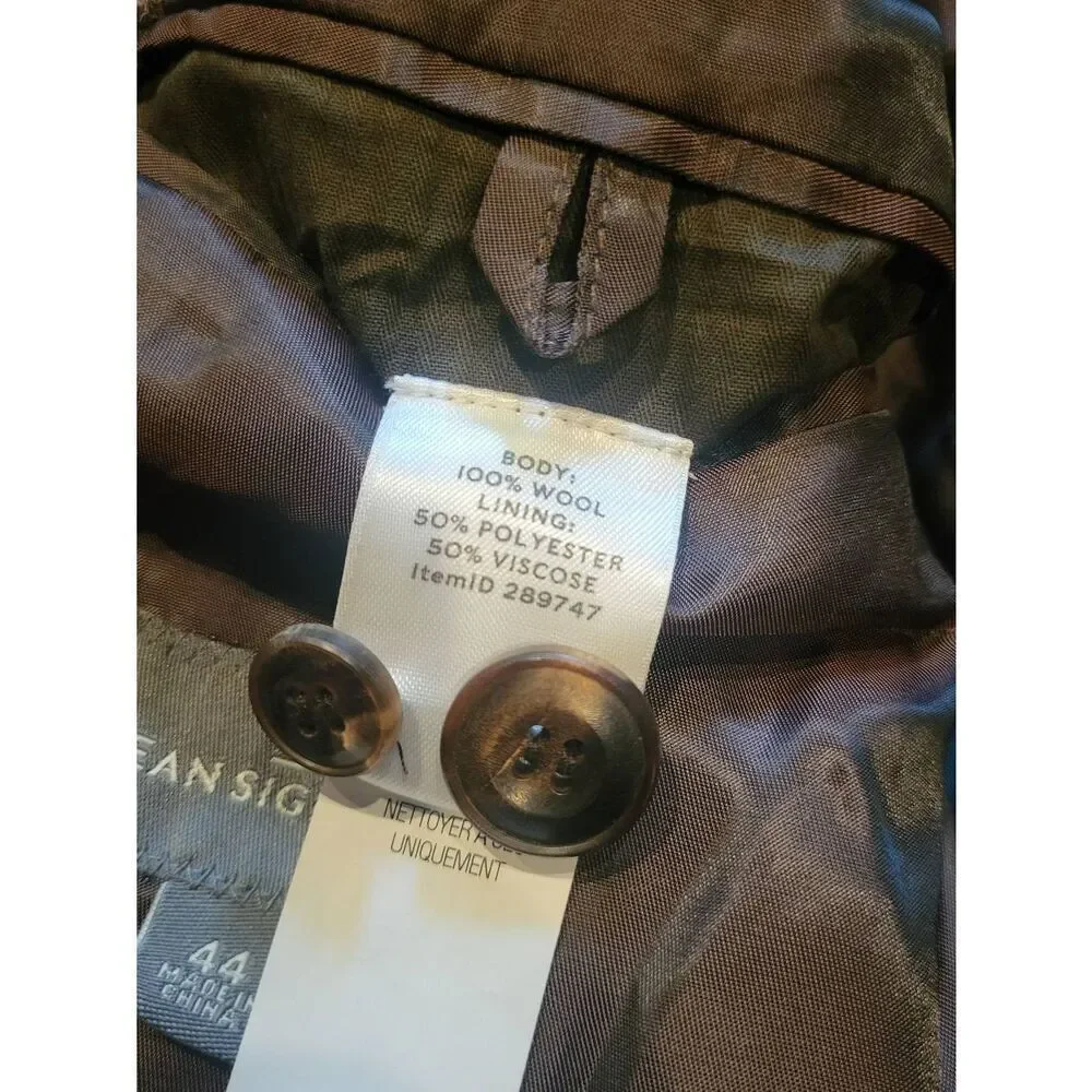 L.L. Bean Signature Blazer Men's 44 Brown Plaid Check Sport Coat Wool Classic